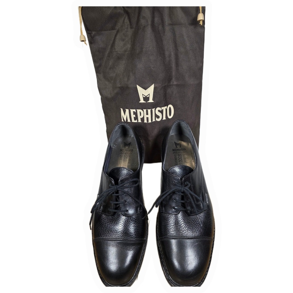 Mephisto Melchior Cap Toe Oxford Mens 13 Black Pebbled Leather Dress Shoe France